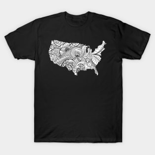 Mandala art map of the United States of America on white background T-Shirt